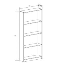 Meyvaser Librería estantería con cuatro baldas en madera color Beige para salón 180x80x24,5 cm