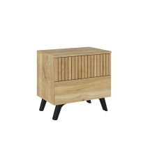 Meyvaser Mesita de noche 2 cajones Color Mauvella-rayas 52 cm (ancho) x 50 cm (alto) x 34,8 cm (fondo)