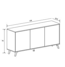 Meyvaser Aparador, Buffet, Salón Comedor 3 Puertas, Armario Auxiliar Color Mauvella-rayas, Medidas: 138 cm x 70 x 39,5.