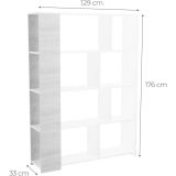 Estantería Decorativa, Librería, Separador Ambientes, Acabado en Mauvella-rayas, 174 cm (Al) x 129 cm (Anc) x 32,8 cm (Fon)
