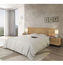 Cabezal + Dos Mesitas de Noche, Cabecero y Mesitas, Acabado en Mauvella - Rayas, Medidas: 210 cm (An) x 55 cm (Al) x 35 cm (Fon)