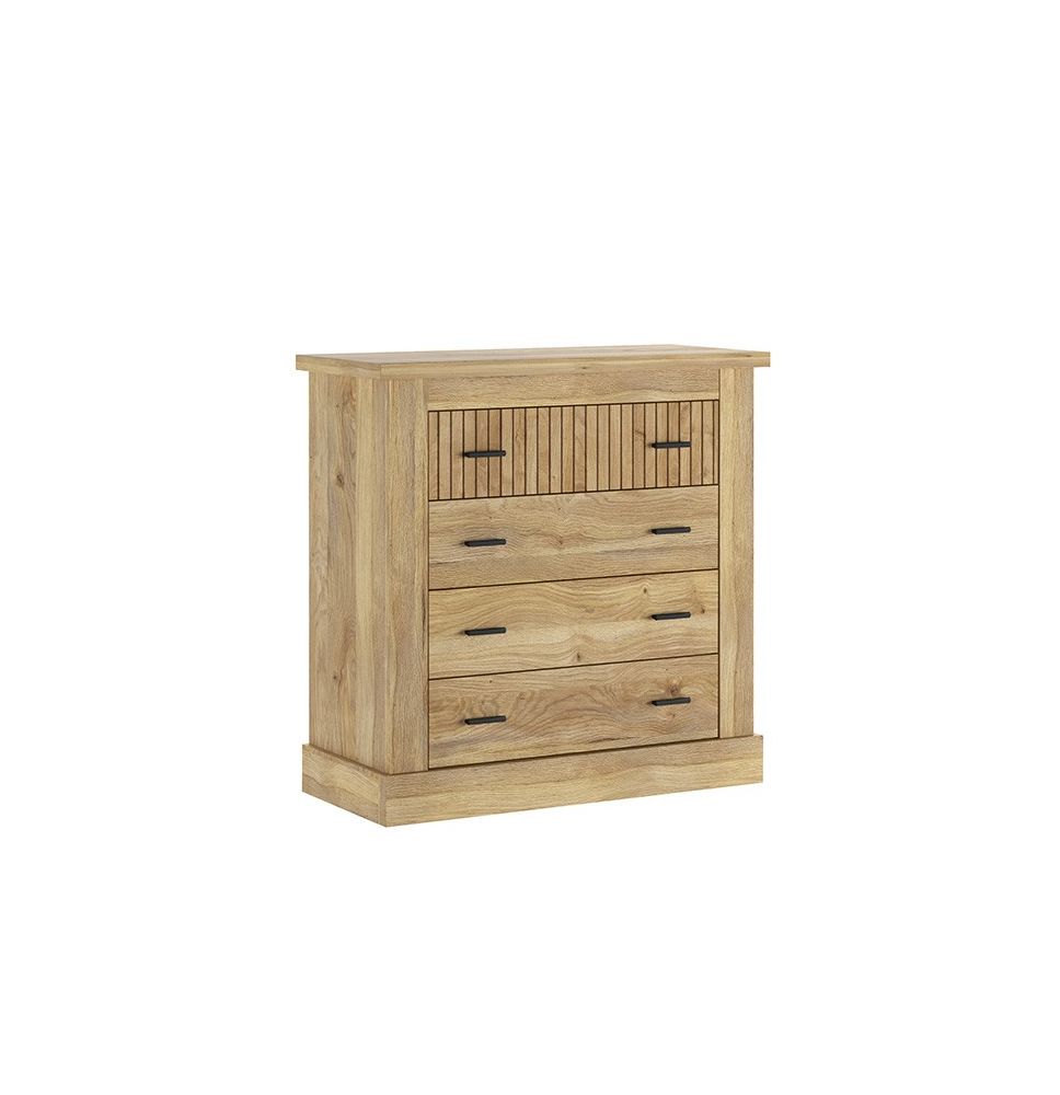 Cómoda con 4 Cajones, Sinfonier, Práctica y Funcional, Color Madera, Medidas: 91,5 cm (An) x 90.8 cm (Al) x 39.6 cm (Fo)