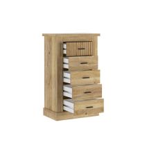 Pack de Muebles de Dormitorio Habitación Infantil con Cabecero, 1 Mesita de Noche 3 Cajones y Sinfonier en Color Mauvella Rayas