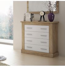 Pack de Dormitorio con Cabecero de 160 x 120 cm + 2 Mesitas de Noche + Cómoda | Color Cambria y Blanco