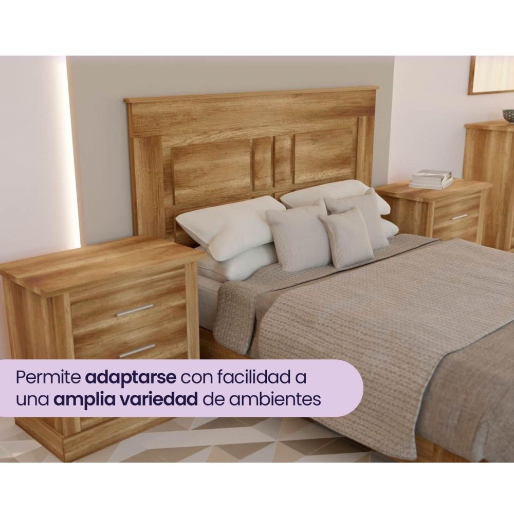 Pack de Dormitorio con Cabecero de 160 x 120 cm + 2 Mesitas de Noche + Cómoda, cañón
