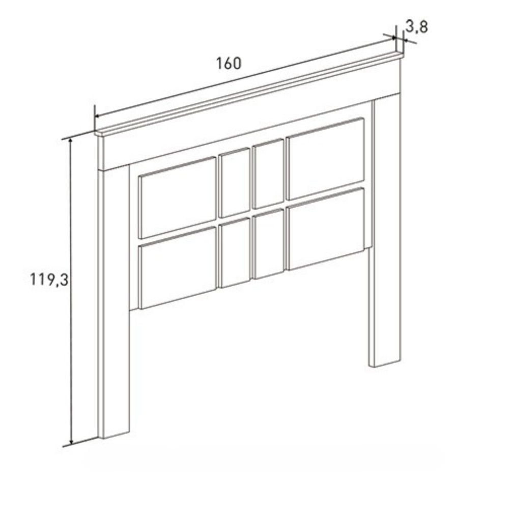Pack de Dormitorio con Cabecero de 160 x 120 cm + 2 Mesitas de Noche + Sinfonier, cañón